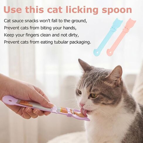 4Pcs Cat Treat Spoon Set with Canning Spatula, Cat Strip Feeder Squeeze in Kuwait