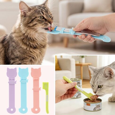 4Pcs Cat Treat Spoon Set with Canning Spatula, Cat Strip Feeder Squeeze in Kuwait