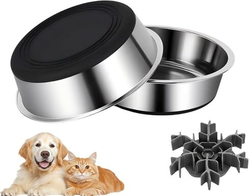 2 Pack Stainless Steel Dog Bowls, 4 Cup Food Water Metal Bowl Set for Pet in Kuwait