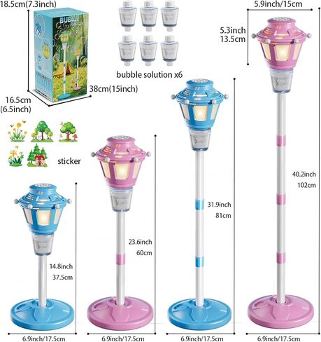2 Pack Street Lamp Bubble Machine with Light, Rechargeable Outdoor Summer Bubbles Toys for Kids & Adults, Bubble Blower and Wand Toy, Birthday Christmas Party Gifts for Toddlers Teens in Kuwait