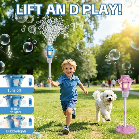 2 Pack Street Lamp Bubble Machine with Light, Rechargeable Outdoor Summer Bubbles Toys for Kids & Adults, Bubble Blower and Wand Toy, Birthday Christmas Party Gifts for Toddlers Teens in Kuwait