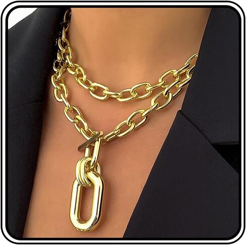 Punk Choker Necklace Chunky Chain Link Necklace for Women in Kuwait