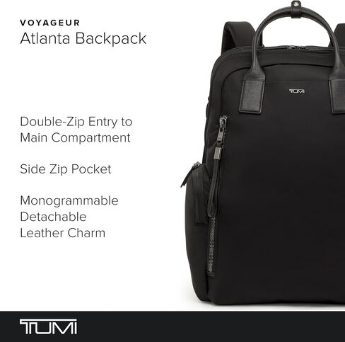 حقيبة ظهر TUMI Voyageur Atlanta - حقيبة ظهر للسفر والعمل للرجال والنساء - أسود - أجزاء صلبة ذهبية - 18.0 بوصة × 13.0 بوصة × 5.5 بوصة in Kuwait