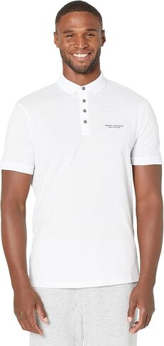 A|X ARMANI EXCHANGE mens Short Sleeve Contrast Logo Jersey Polo Shirt, Navy, Medium US in Kuwait