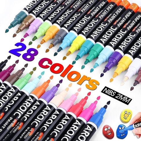 AROIC 48 Pack Oil-Based Paint Markers Medium Tip Rock Painting Pens in Kuwait