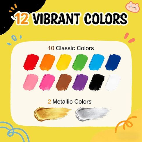 Acrylic Paint Markers 12 Colors with Gold & Silver, 15mm Jumbo in Kuwait