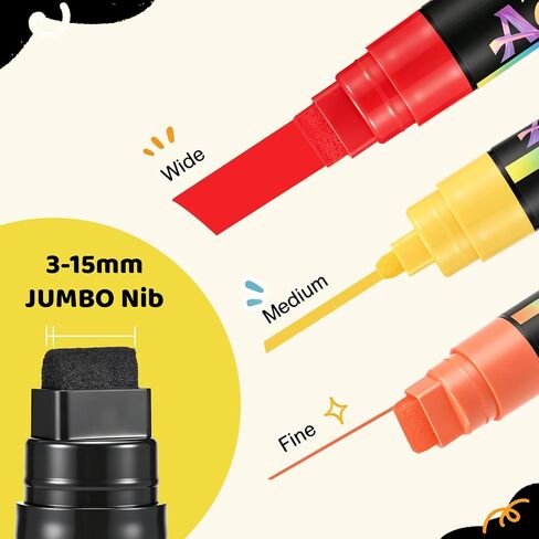 Acrylic Paint Markers 12 Colors with Gold & Silver, 15mm Jumbo in Kuwait
