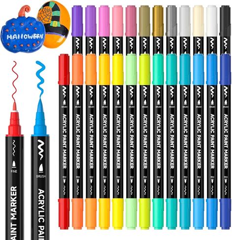 Shuttle Art 28 Pastel Brush & Fine Tip Acrylic Paint Markers in Kuwait