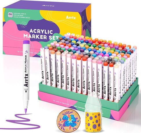 Arrtx 90 Colors Paint Markers, Acrylic Paint Pens for Artists Adults Coloring Drawing - Extra Brush Tip for Rock Painting, Wood, Canvas, DIY Crafts Making Art Supplies in Saudi Arabia