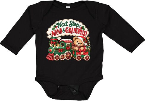 inktastic Christmas Train Nana and Grandpa Long Sleeve Creeper in Kuwait