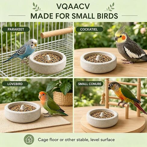 Bird Cage Pumice Stone Feeder Bowl Anti-Spill Suction Cup Water Dish Beak Claw Trimming Station for Parakeet Cockatiel Conure Lovebird Canary Small Parrot in Kuwait