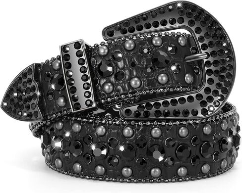 JASGOOD Western Rhinestone Belt for Women and Men Ladies Western Cowgirl Cowboy Bling Belt for Jeans Pants Dress in Kuwait