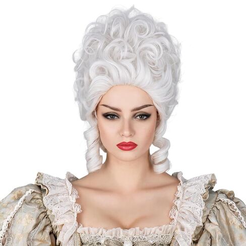 Topcosplay Halloween Costume Wigs for Women White Short Beehive Wigs in Kuwait