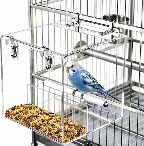Hanging No Mess Bird Feeder for Cage, Transparent Acrylic Bird Feeder Cage in Kuwait