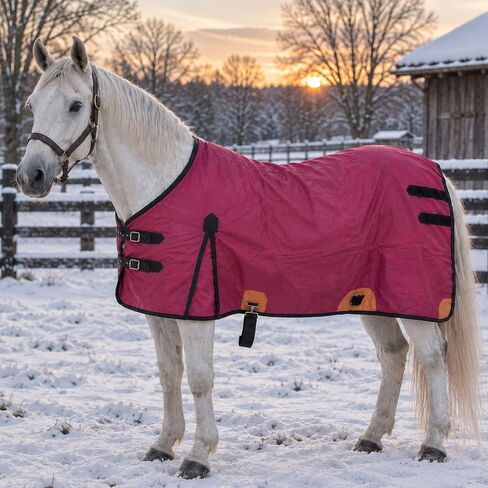 RESISTANCE Heavyweight Horse Stable Blanket, 400g Polyfill Winter Horse Blanket with Wool Lining, Durable 420D Shell, Adjustable Chest Buckles, Sizes 60–80 Inch in Kuwait