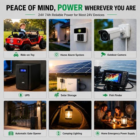 HWE 24V 7Ah LiFePo4 Battery for Ride on Toy Car UTV, UPS, RV Power Supply in Kuwait