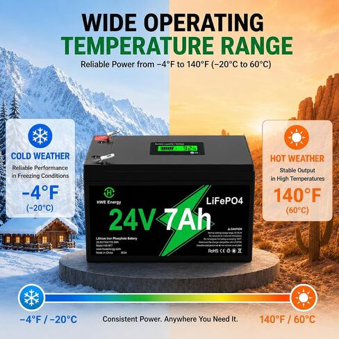 HWE 24V 7Ah LiFePo4 Battery for Ride on Toy Car UTV, UPS, RV Power Supply in Kuwait
