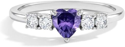 925 Sterling Silver Size 2-5 Brilliant Clear Round & Pink Heart Cubic Zirconia Rings for Girls - Fashionable CZ Ring Bands for Preteens & Teens - Cute Heart Jewelries for Young Girl's Daily Accessory in Kuwait