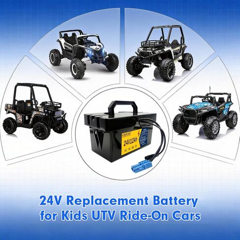 24V12Ah Battery for Ride-On Toy & Cars,24V Battery with Longer Lasting and Lighter Than Lead-Acid,Compatible with Power Wheels, Dynacraft Realtree UTV(Size: 8.5×4.2×4.5 inches) in Kuwait