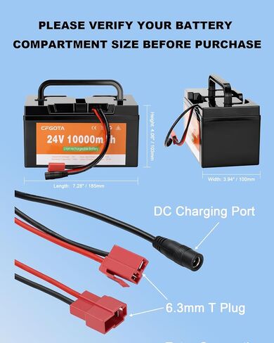 24V 10Ah Lithium Battery for Ride-On Cars & Toys, with 3A Charger in Kuwait