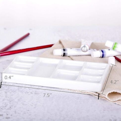 VanEnjoy White Square Ceramic Artist Paint Palette,Porcelain Watercolor Palette,Ceramic Mixing Tray for Watercolor Gouache Painting in Kuwait