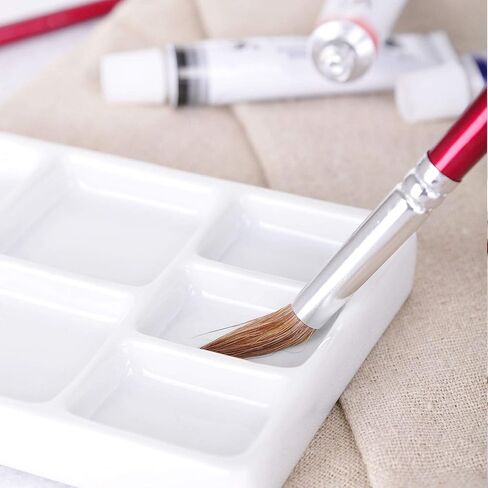 VanEnjoy White Square Ceramic Artist Paint Palette,Porcelain Watercolor Palette,Ceramic Mixing Tray for Watercolor Gouache Painting in Kuwait