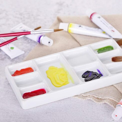 VanEnjoy White Square Ceramic Artist Paint Palette,Porcelain Watercolor Palette,Ceramic Mixing Tray for Watercolor Gouache Painting in Kuwait
