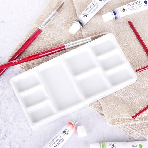 VanEnjoy White Square Ceramic Artist Paint Palette,Porcelain Watercolor Palette,Ceramic Mixing Tray for Watercolor Gouache Painting in Kuwait
