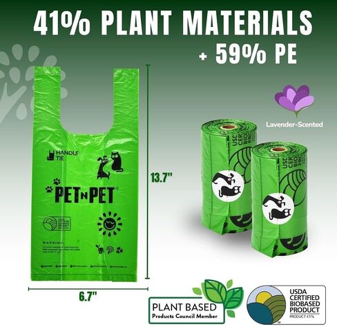 Pet N Pet Dog Poop Bags Rolls, 210 Count, Lavender Scented Tie Handles in Kuwait