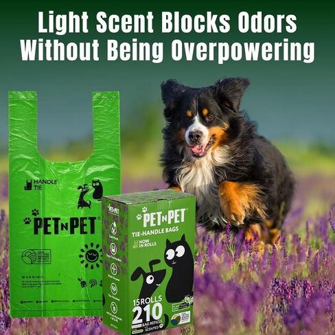 Pet N Pet Dog Poop Bags Rolls, 210 Count, Lavender Scented Tie Handles in Kuwait