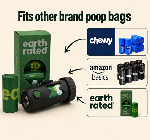Smart 2-in-1 Poop Bag Holder Flashlight, USB-C Rechargeable, Includes 15 Compostable Poop Bags, Charging Cable, and Secure Attachments in Kuwait