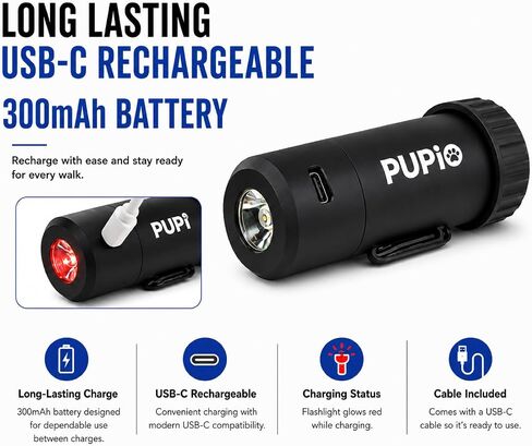 Smart 2-in-1 Poop Bag Holder Flashlight, USB-C Rechargeable, Includes 15 Compostable Poop Bags, Charging Cable, and Secure Attachments in Kuwait