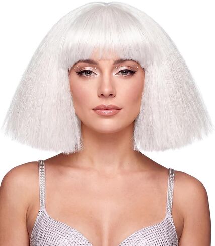 miss u hair Short Kinky Straight Taro Wig Women Fashion Party Hair Cosplay Wig White Color in Kuwait