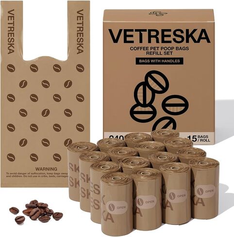 VETRESKA Dog Poop Bags with Handle 120 Count, Strawberry Scented Waste Bag in Saudi Arabia
