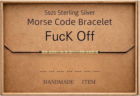 سوار SANNYRA Morse Code - مجوهرات Morse Code للنساء - خرز مطلي بالذهب عيار 14 قيراط على سلك حريري سوار الصداقة هدية لها in Kuwait