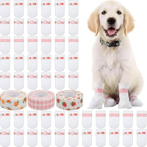 Novabright 60 Pcs Disposable Dog Paw Covers with 3 Roll Bandage, S in Kuwait