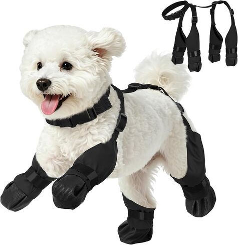 LUCKYPAW All-in-One Dog Suspender Boots for Small Medium Dogs (Black, XS) in Kuwait