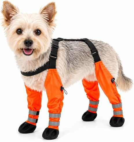 Dog Suspender Boots Waterproof, Breathable Dog Shoes Leggings for Small Medium Dogs, Anti-Slip & Fall Paw Protector with Adjustable Strap, Dog Boots for Outdoor Walks Rain & Snow (Black, S) in Kuwait