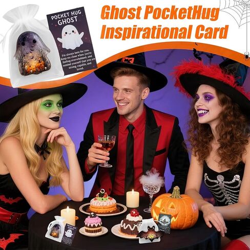 Ghost Pocket Card, Cute Mini Halloween Ghost Pocket Hug with Encouragement Card, Emotional Support Token for Halloween Christmas, Small Decorative Keepsake for Friends in Kuwait