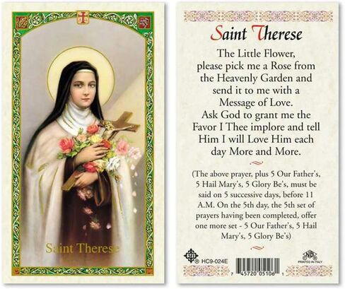 Saint St. Therese Little Flower Laminated Prayer Cards - Pack of 25- in Kuwait