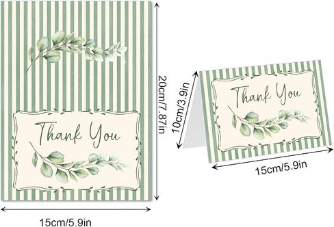 24 Pcs Eucalyptus Thank You Cards 4x6 Blank Note Cards, Envelopes, Stickers in Kuwait
