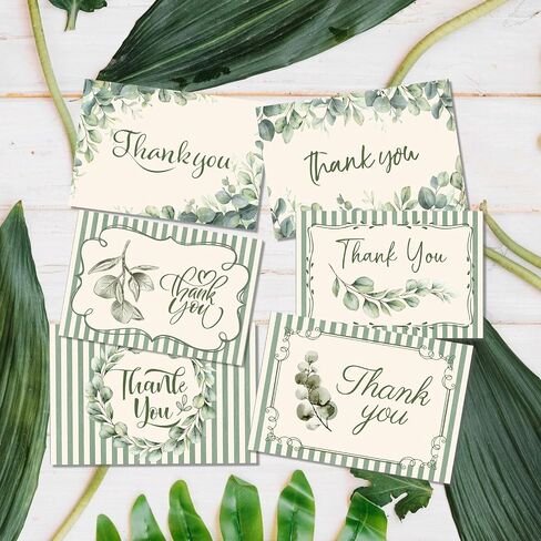 24 Pcs Eucalyptus Thank You Cards 4x6 Blank Note Cards, Envelopes, Stickers in Kuwait
