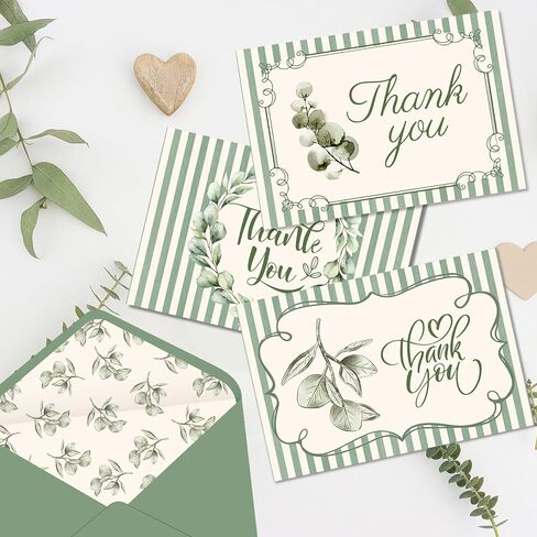 24 Pcs Eucalyptus Thank You Cards 4x6 Blank Note Cards, Envelopes, Stickers in Kuwait