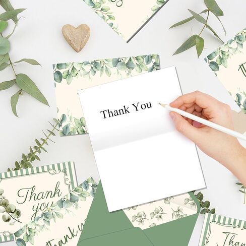 24 Pcs Eucalyptus Thank You Cards 4x6 Blank Note Cards, Envelopes, Stickers in Kuwait