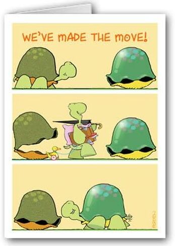 Stonehouse Collection, Funny Turtle Moving Announcement Cards, 12 Pack with Envelopes, I've Moved, 5x7, Moving Cards - USA Made in Kuwait