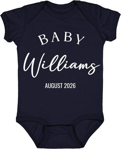 Custom Baby Baby Shower - Pregnancy Announcement Bodysuit, Personalized Infant Toddler Romper with Name and Birth Month Year in Kuwait