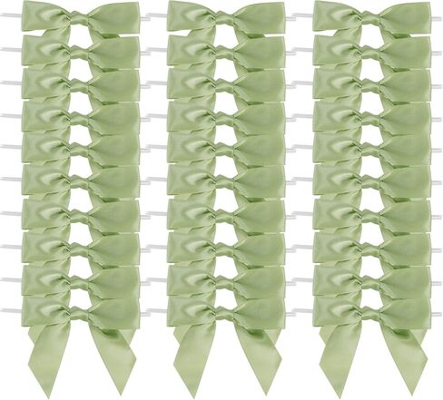 AIMUDI Small Ivory Bows for Christmas Tree 3.5" Pre Tied Ivory Bows for Wedding Premade Ivory Twist Tie Bows for Treat Bags Cake Pop Bows for Crafts Ivory Gift Bows Baby Shower Decorations - 50 Counts in Saudi Arabia