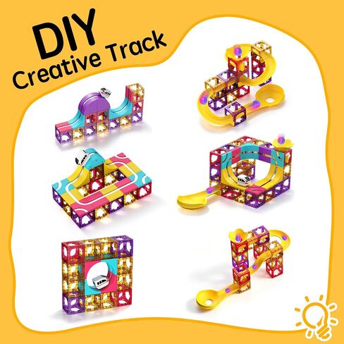3-in-1 Magnetic Building Block Set 92PC, Magnetic Tiles, Ball Run, and Race Train Track – STEM Educational Toy for Kids Aged 3+ in Kuwait