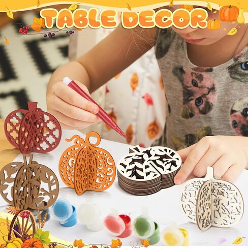 MotiMind 60 Pcs Fall Pumpkin Crafts Set with 12 Pcs Colored Markers in Kuwait