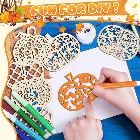 MotiMind 60 Pcs Fall Pumpkin Crafts Set with 12 Pcs Colored Markers in Kuwait